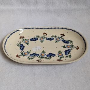 Polish Pottery Floral & Blueberry Serving Plate